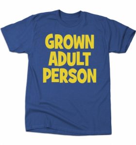 grown adult person shirt