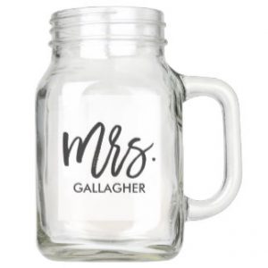 Mrs Trendy Script Mason Jar